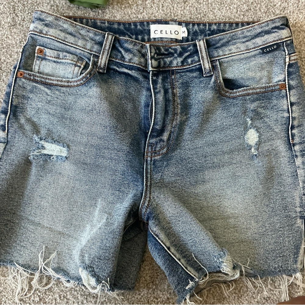 Cello Blue Distressed Denim Shorts